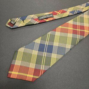 Banana Republic Mens Plaid Silk Tie 58x3.75 Multicolor Made In Italy